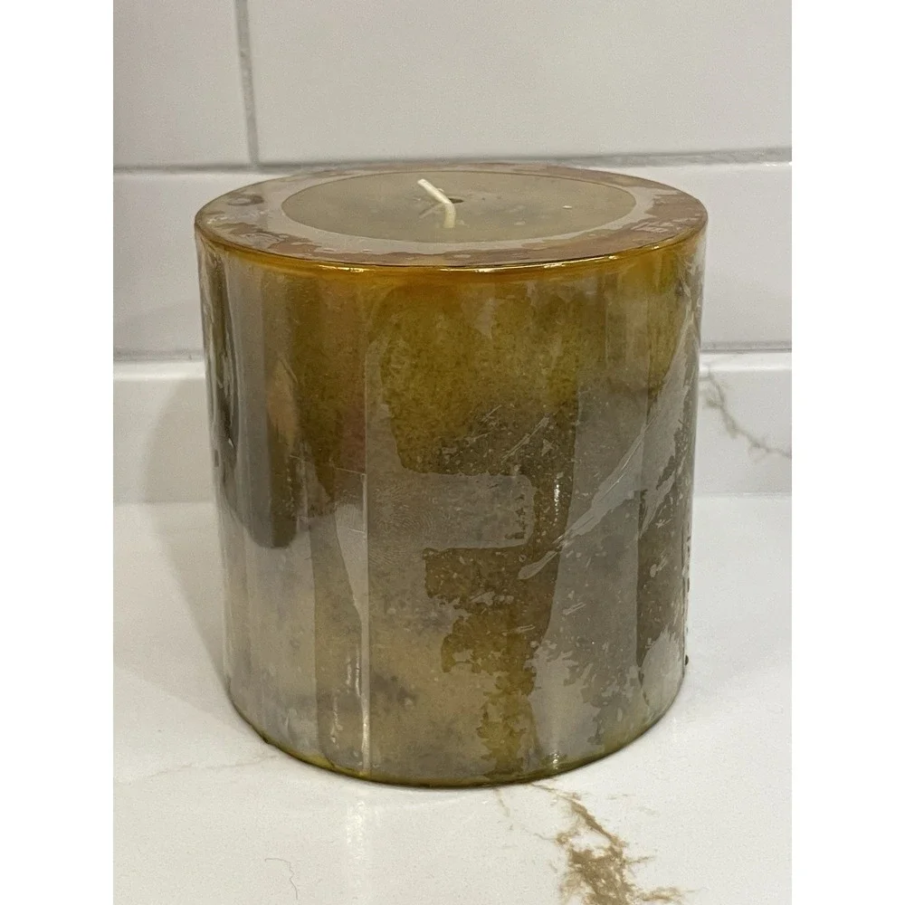 Crate & Barrel Winter Pear Candle Pillar Scented 4 x 4 in Single Wick New Sealed